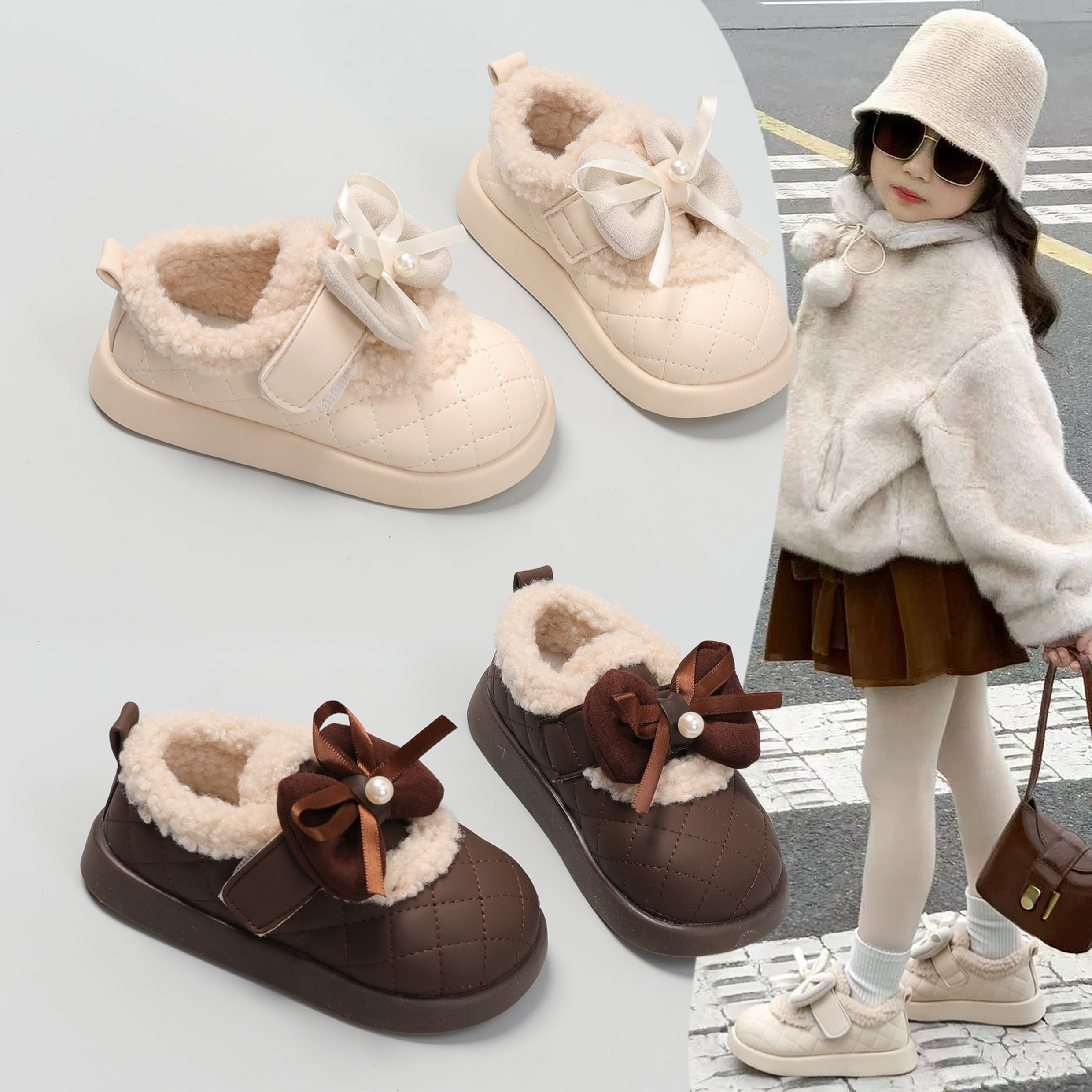 防滑女童鞋2025秋冬儿童加绒加厚保暖新款甜美蝴蝶结公主软底棉鞋,童鞋/婴儿鞋/亲子鞋,棉鞋,淘宝优惠券,粉丝福利购,淘宝优惠卷
