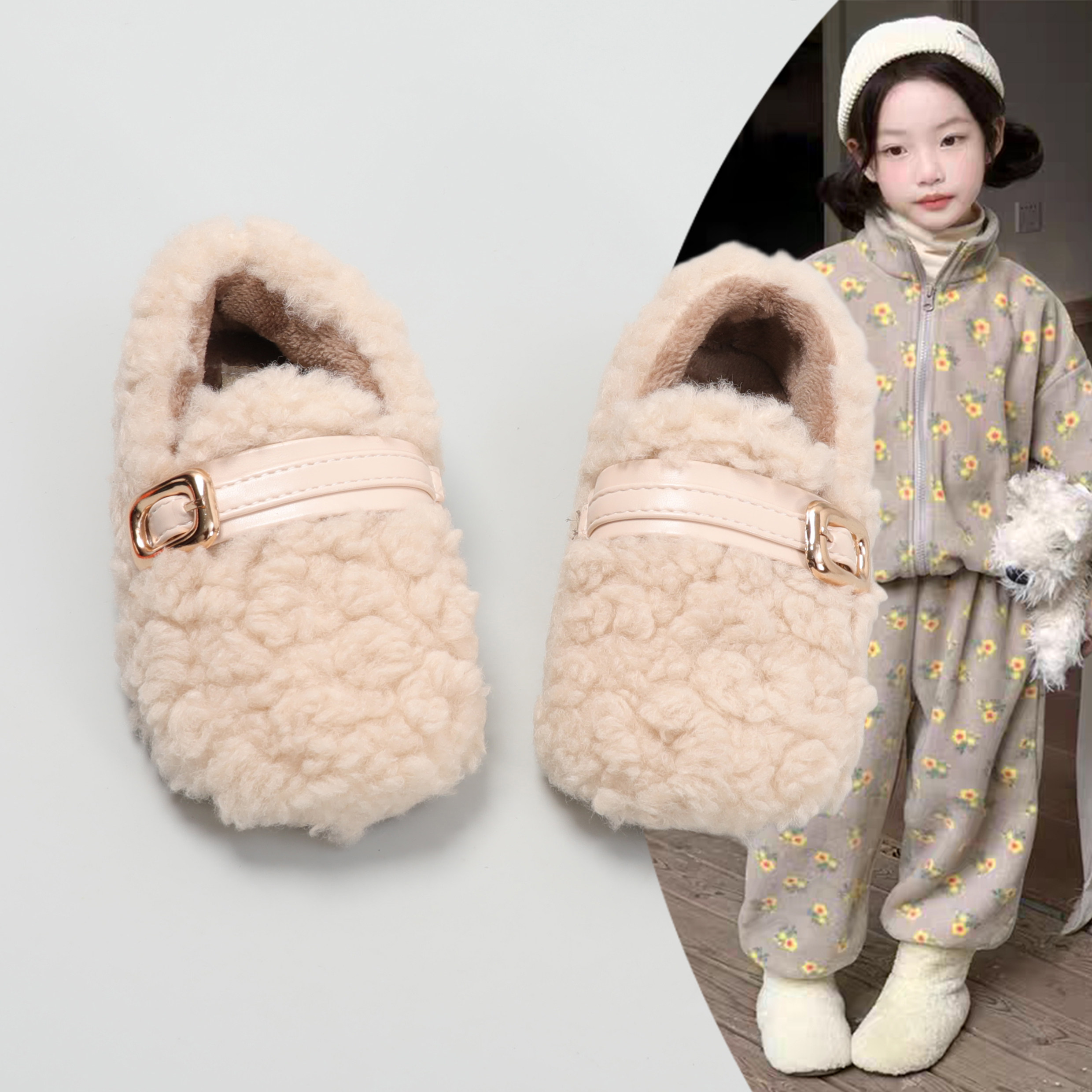 2025秋冬新款女童豆豆鞋加绒保暖毛毛鞋软底防滑百搭儿童休闲棉鞋,童鞋/婴儿鞋/亲子鞋,棉鞋,淘宝优惠券,粉丝福利购,淘宝优惠卷