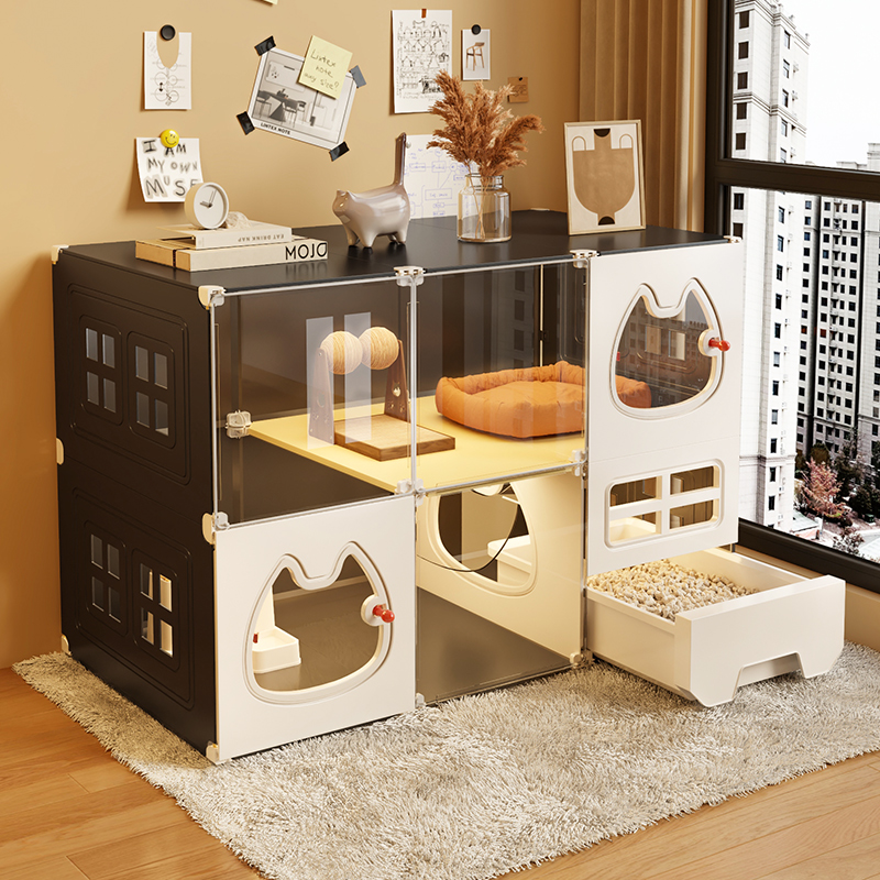 全景猫笼子家用室内一体猫屋带厕所超大自由空间宠物兔笼子猫别墅