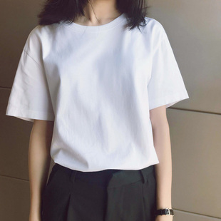 内搭打底衫 白色t恤女春夏装 大码 新款 女潮 棉质宽松百搭ins圆领短袖