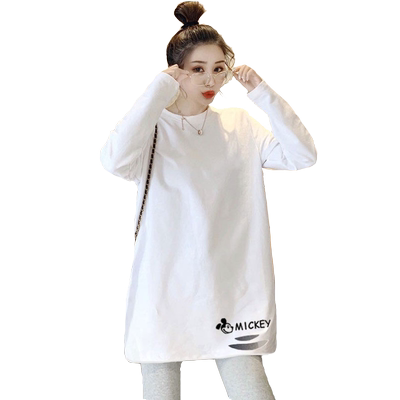 纯棉春秋白色打底新款秋冬长袖T