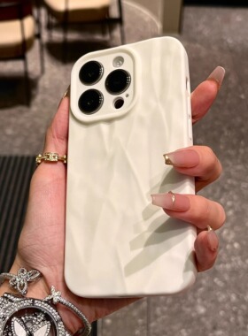 高级肤感褶皱适用iPhone15/14promax手机壳苹果13/12/11全包软套15Pro防摔保护套男女网红软硅胶12pro新款