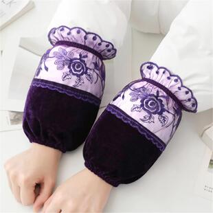 蕾丝袖套秋冬金丝绒上班耐脏手袖套袖女士防脏干活羽绒服护袖头