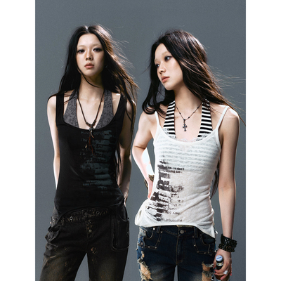 CestNous真两件叠穿挂脖吊带背心