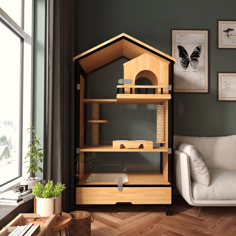 猫别墅猫笼大型猫屋实木家用猫咪房子猫窝柜猫舍猫别宠物用品