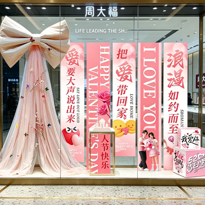 520装饰场景氛围布置挂布情人节花店餐厅仪式感拍照打卡背景条幅