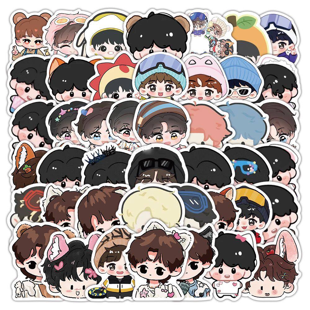 180张Q版时代少年团卡通贴纸可爱呆萌创意笔记本手机手账装饰贴画