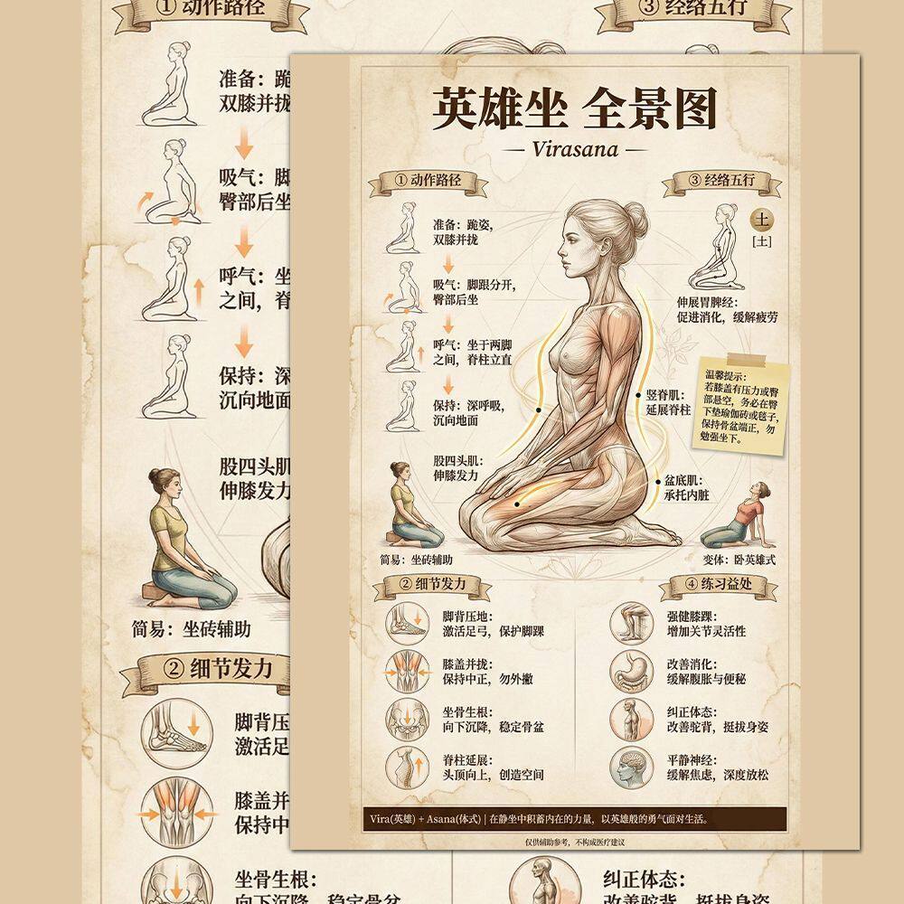 24张瑜伽开髋体式贴纸瑜伽动作全景分解图高清素材贴纸零基础贴画