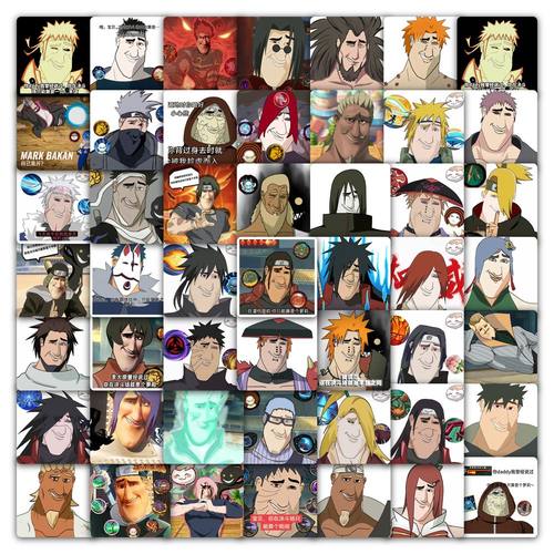 59张火影忍者超人脸贴纸卡通动漫抽象表情包装饰手账行李箱不留胶