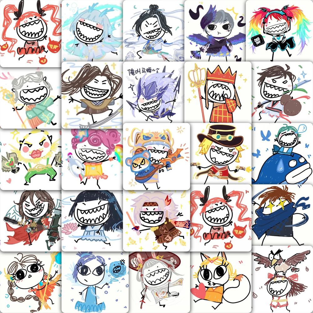 59张王者荣耀潦草头像贴纸抽象表情包装饰手机壳桌面防水封口贴画