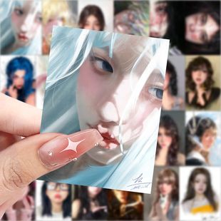 饰手机笔记本电脑防水贴画 63张手绘厚涂贴纸高颜值美女明星周边装