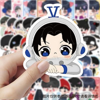 60张Q版张杰贴纸帅气卡通可爱明星高颜值周边装饰行李箱防水贴画