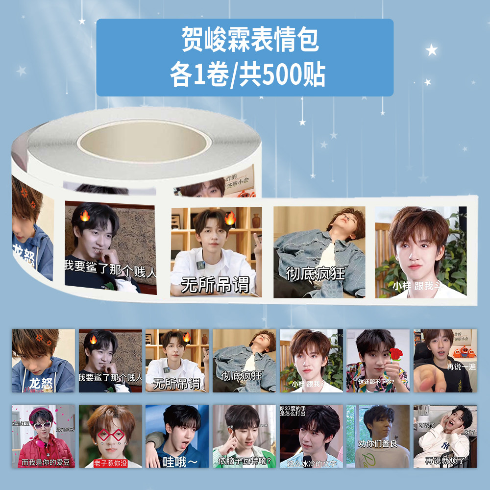 1000贴贺峻霖表情包卷卷贴时代少年团趣味搞笑创意装饰防水贴画