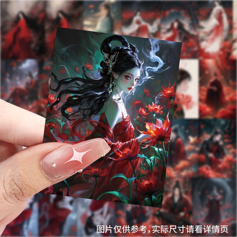 彼岸花拟人插画贴纸古风动漫个性创意周边手机贴图diy笔记本装饰