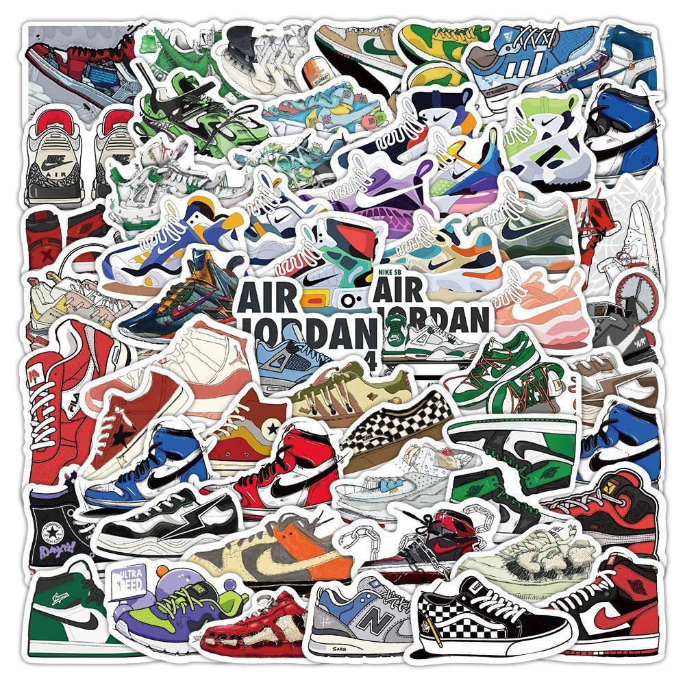 180张不重复潮牌球鞋涂鸦贴画行李箱拉杆箱笔记本滑板车装饰贴纸