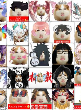 59张猪妞表情包贴纸趣味抽象沙雕创意装饰手机壳行李箱防水贴画