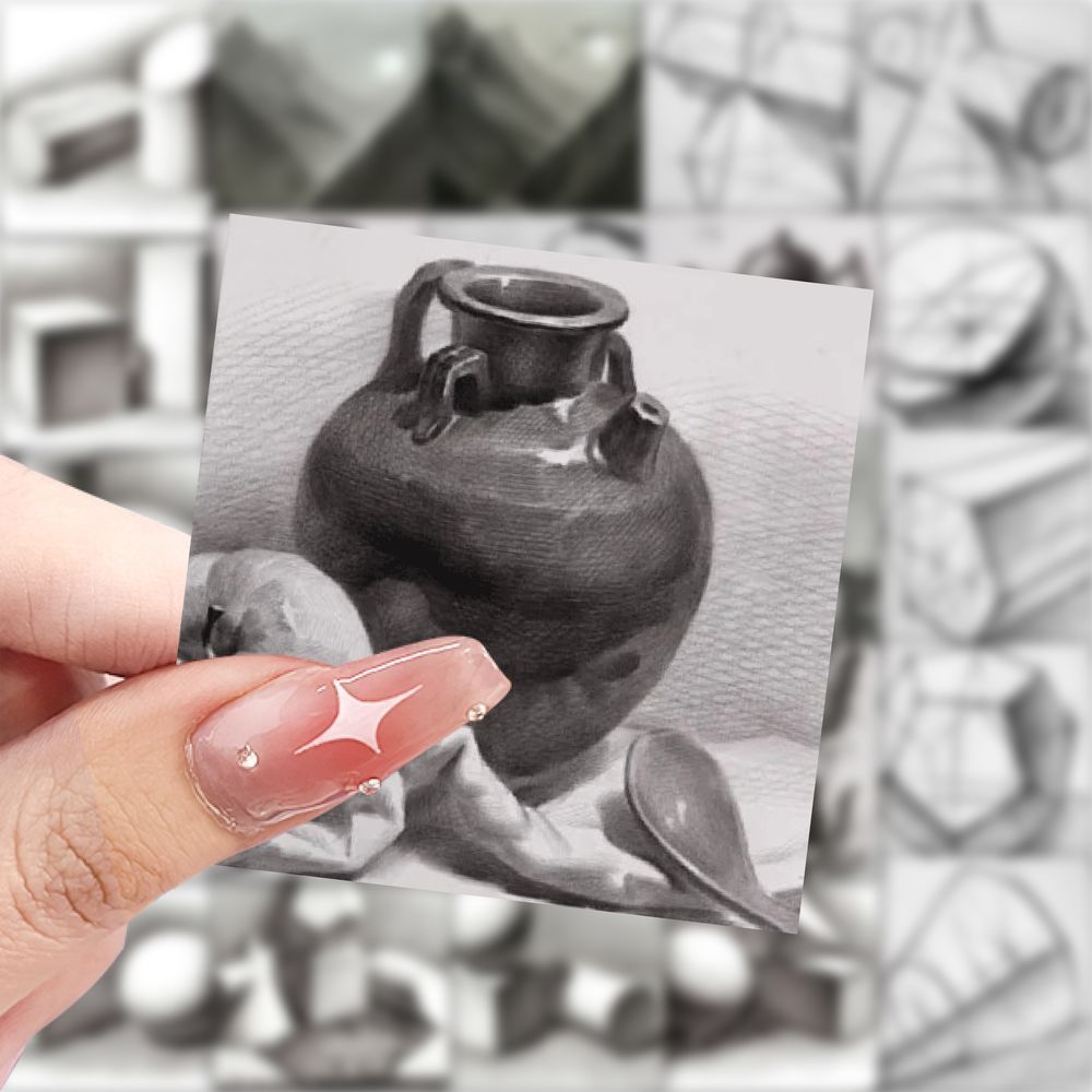 新款素描贴画美术生创意练习临摹素材装饰手机壳手账笔记本diy贴