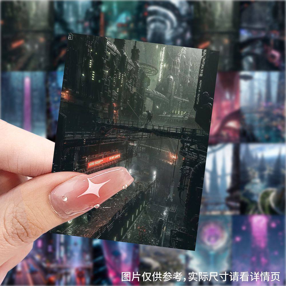 新款未来城市贴纸ins简约唯美个性创意桌面手机手账装饰贴画防水