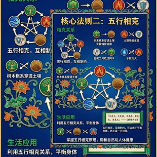 24张国学知识贴纸五行笔记五行相生相克原理图解五脏六腑的功能