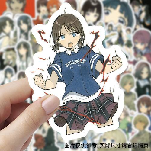62张哭泣少女乐队贴纸卡通可爱二次元动漫周边装饰行李箱防水贴画