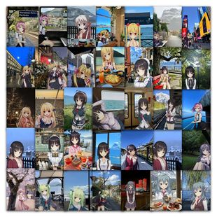 126张galgame背景图贴纸二次元动漫女角色装饰手机壳水杯防水贴画