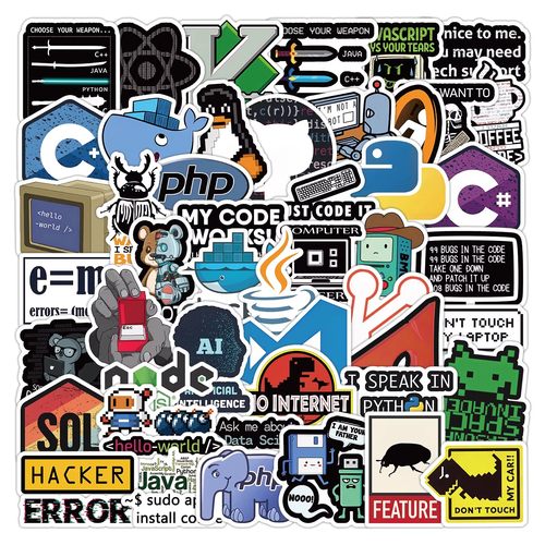 160张程序员MEME贴纸代码电脑编程系统工作卡通图案装饰防水贴画