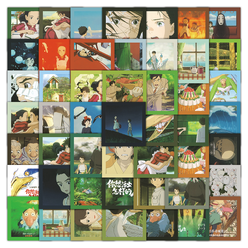 62张宫崎骏动漫贴纸卡通治愈系女孩儿童装饰手机壳行李箱防水贴画