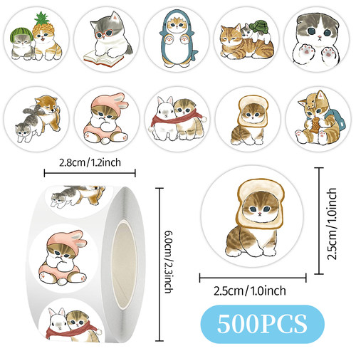 1000贴韩国可爱猫猫卷卷贴可爱猫咪涂鸦创意ins装饰水杯防水贴画