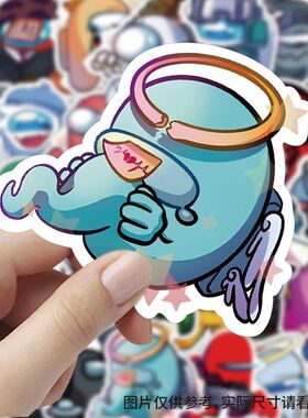60张AmongUs贴纸卡通可爱趣味创意游戏装饰手机壳行李箱防水贴画