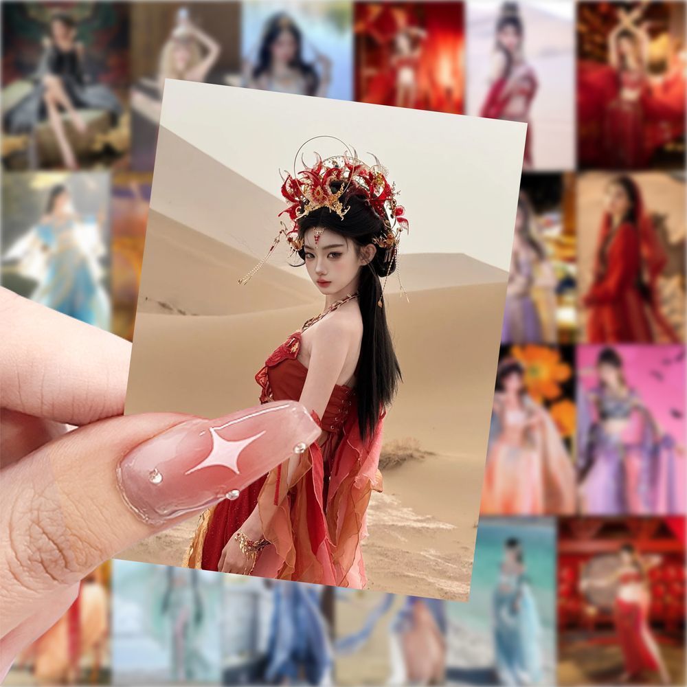 188张异域公主cos高颜值贴纸国风少女笔记本贴画手机手账装饰贴纸