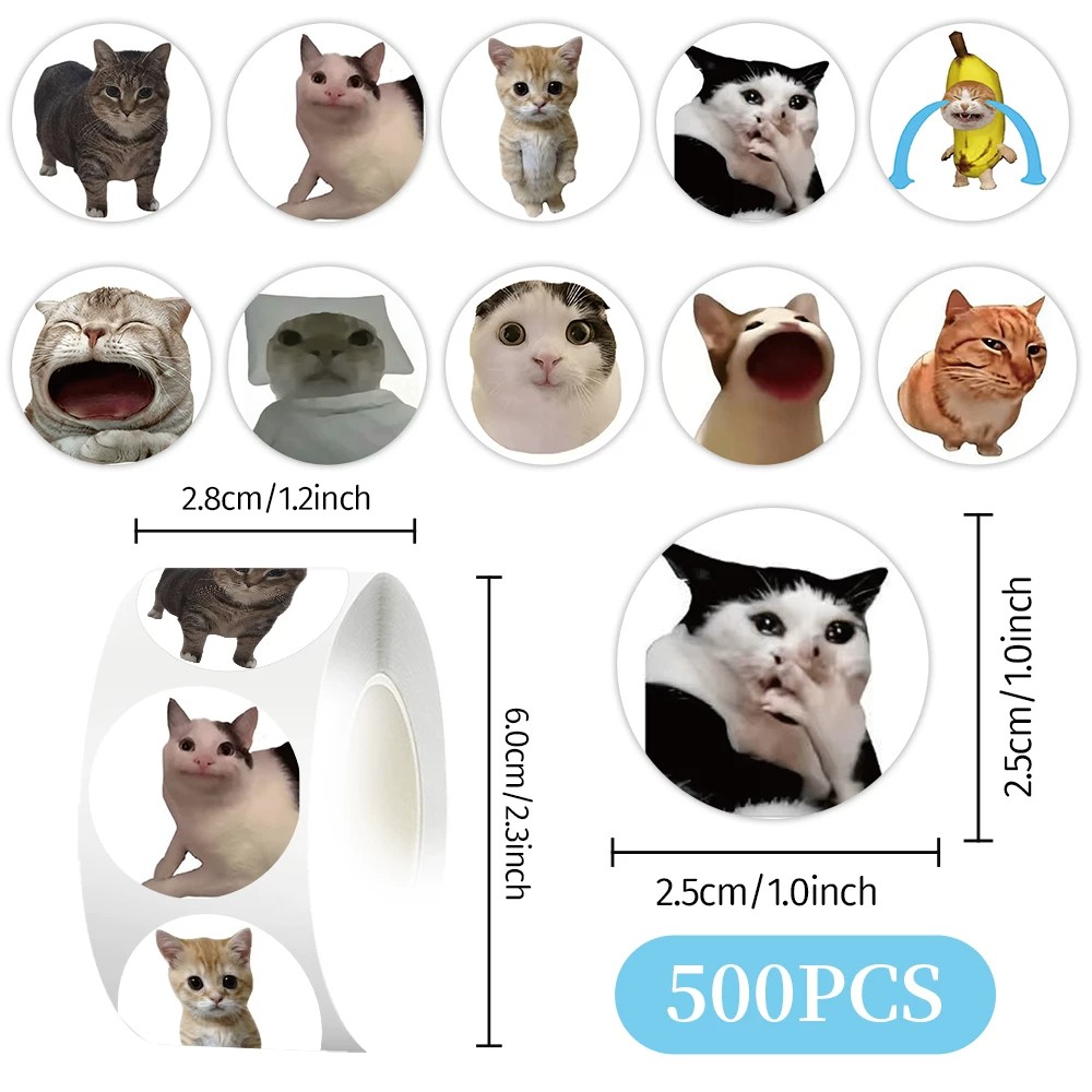 5000贴meme猫咪贴纸小猫抽象搞笑表情包梗图装饰水杯桌面防水贴画