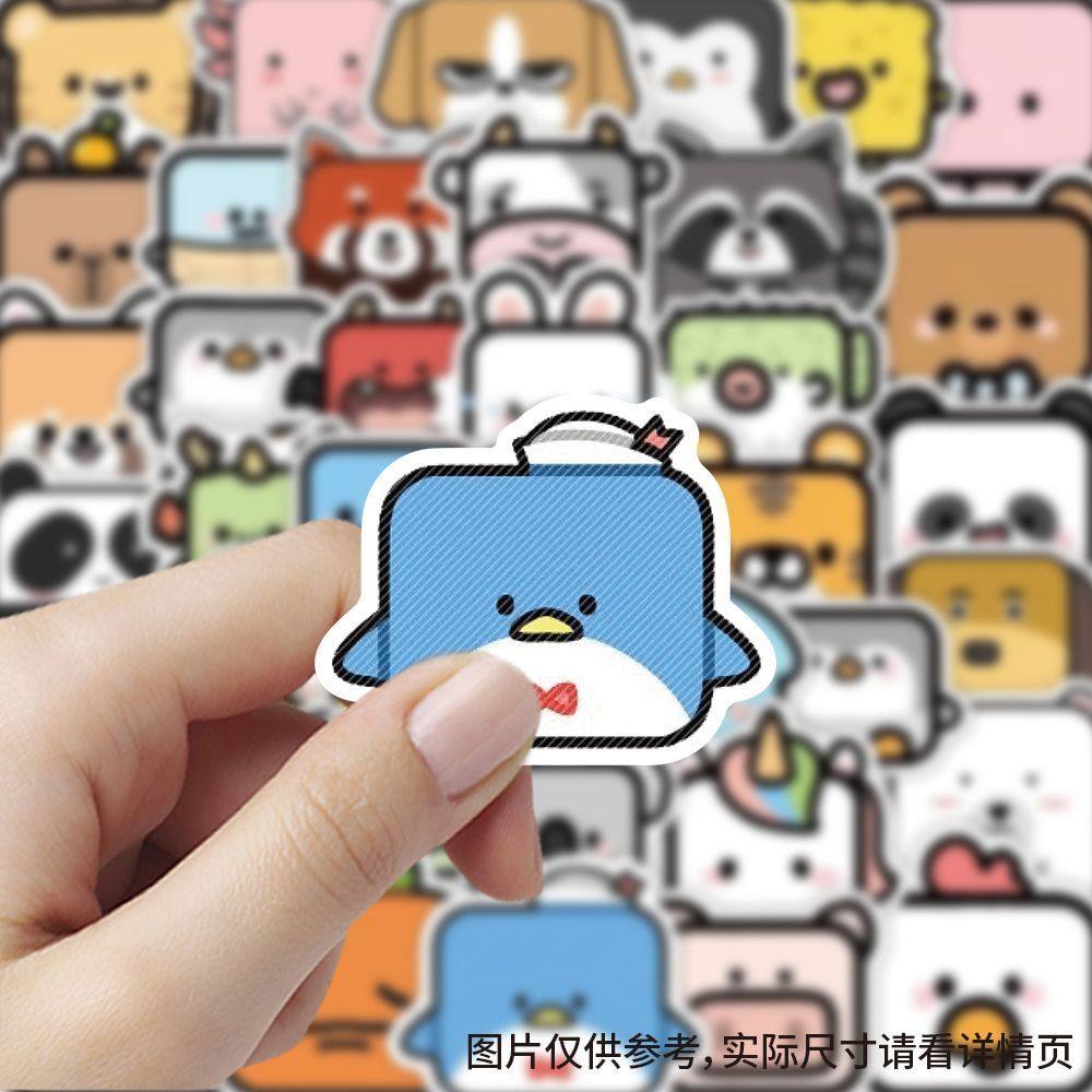 方块小动物表情包可爱贴纸卡通趣味创意手机手账diy装饰贴画防水