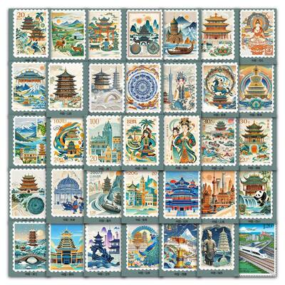 731张邮票合集贴纸城市复古文艺CH动漫宝可梦旅游文创周边贴画diy