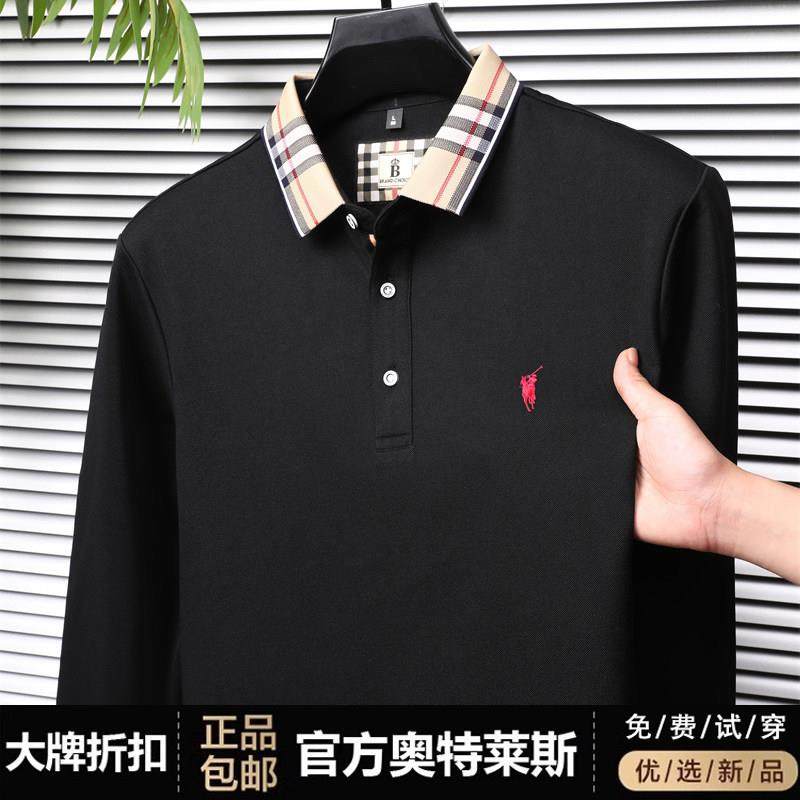 【奥莱品牌折扣】拉夫·劳伦马球长袖T恤男Polo衫100纯棉春秋季中