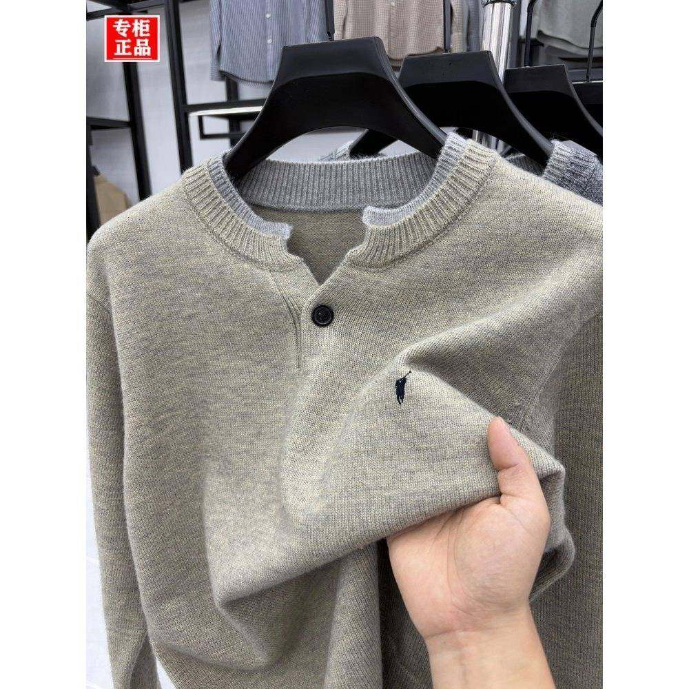 【奥莱折扣】保罗男士羊毛衫冬季新款加厚半拉链针织衫立领毛衣男