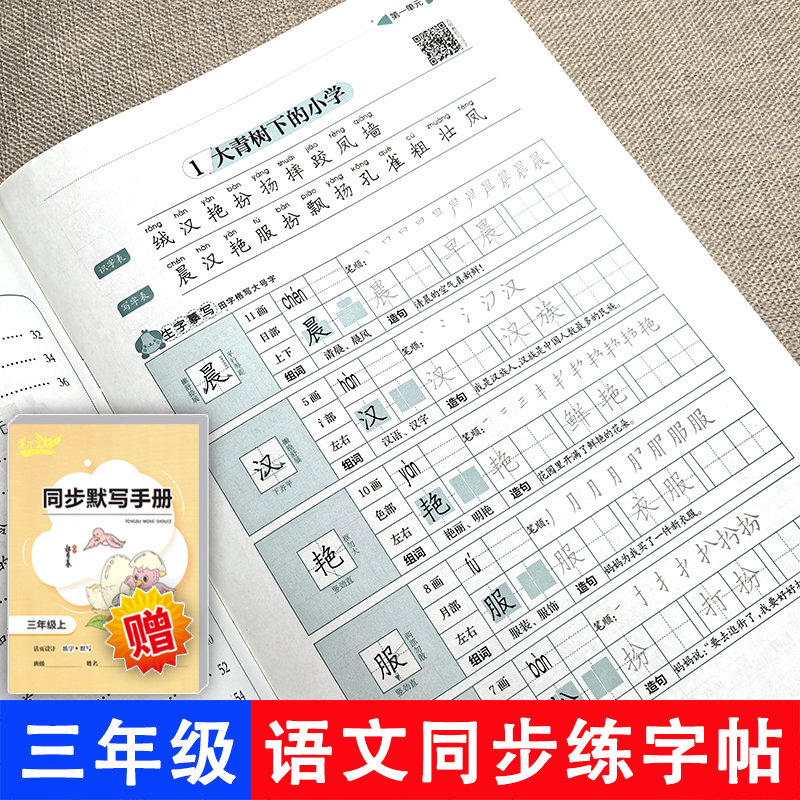 25秋小学生三年级下册语文同步练字帖人教版3上学期正楷书生字练字本带笔顺组词造句每日一练临摹硬笔练字本随堂练字与同步默写