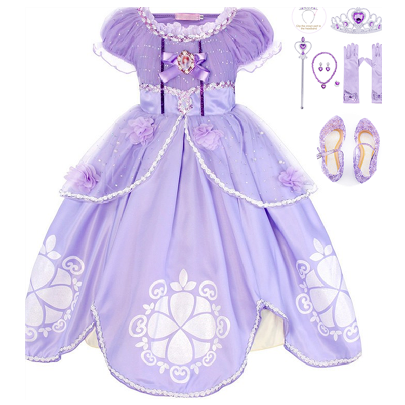 踢米苏菲亚公主裙索菲亚女童夏装新款爱莎短袖连衣裙子洋气生日裙