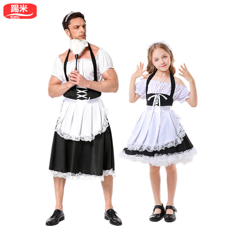 万圣节亲子男女仆管家服装