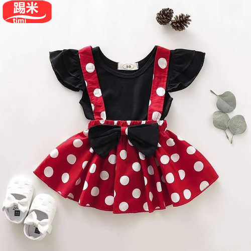儿童可爱波点米妮公主裙米奇裙