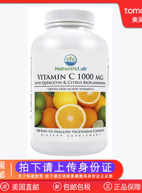美国直邮 Nature's Lab维生素C 1000mg含钙和槲皮素柑橘味240粒