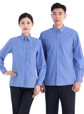 鲁之锦衣男女款蓝色衬衣白色衬衫短袖夏裤夏裙西裤春秋装工作服