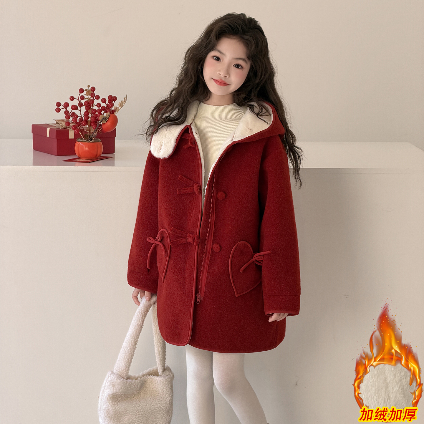 女童秋冬款呢子大衣2025新款儿童