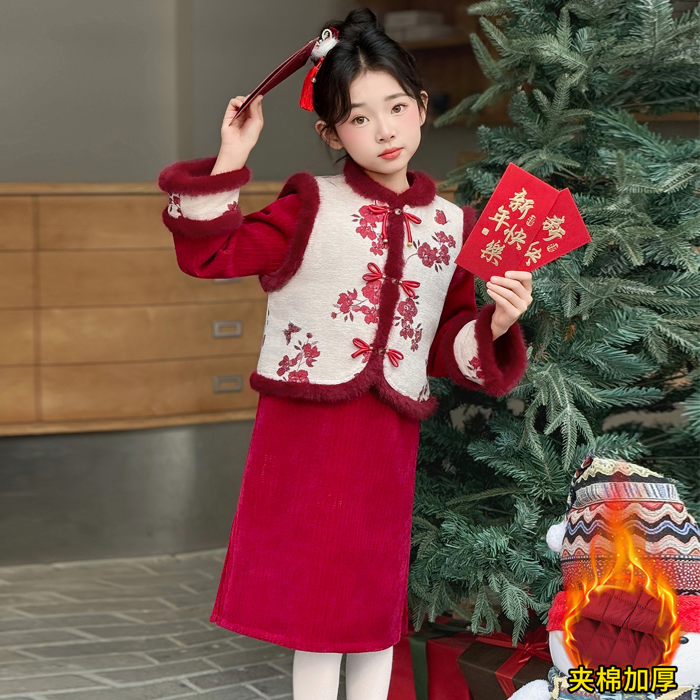 女童2025新款冬季新中式拜年服