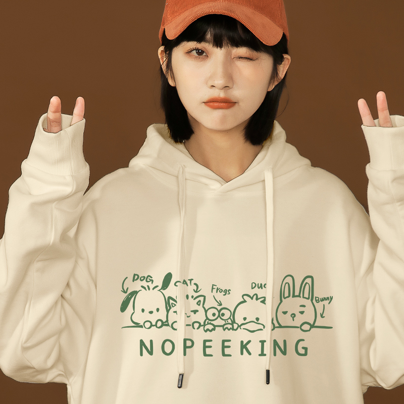 可爱少女卫衣女秋冬vintage卡通2023新款日系小个子加绒连帽外套