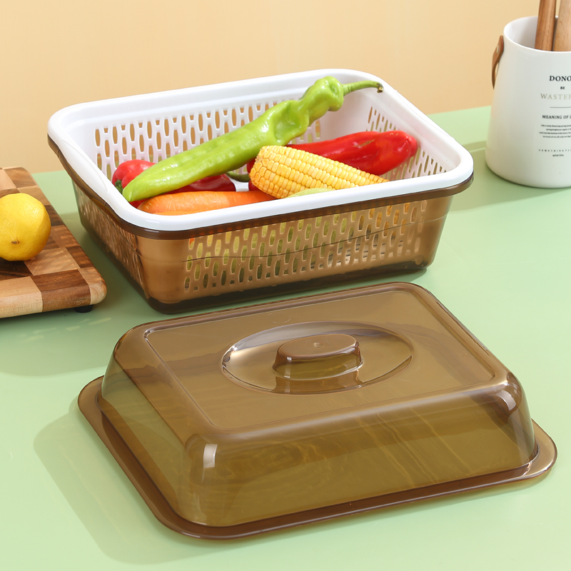 妈妈儿水果盘果篮客厅家用厨房菜篮子双层带盖洗菜盆水果沥水篮