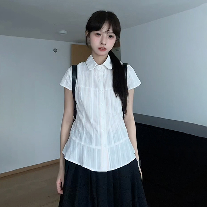 小个子气质绝美通勤穿搭白色衬衫套装连衣裙子女夏季2025新款爆款