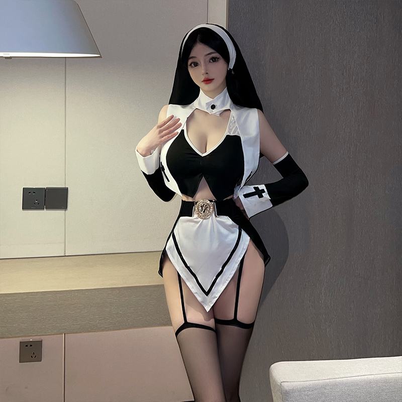 禁欲修女服cosplay女仆连衣裙