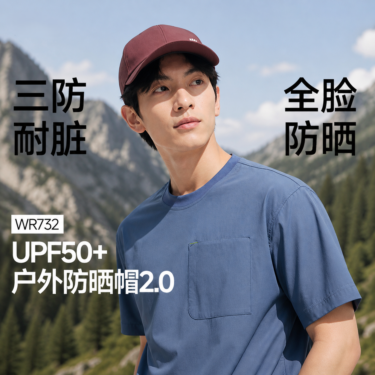 蕉下轻薄鸭舌帽WR732男女同款三防防晒帽软顶宽檐显脸小棒球帽子