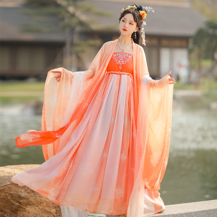 绝美汉服女春秋季2026新款中国风唐制诃子裙正品原创仙气飘飘古装