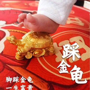 抓周道具宝宝踩金龟生日仪式一周岁纪念千年乌龟摆件抓阄布置摆件